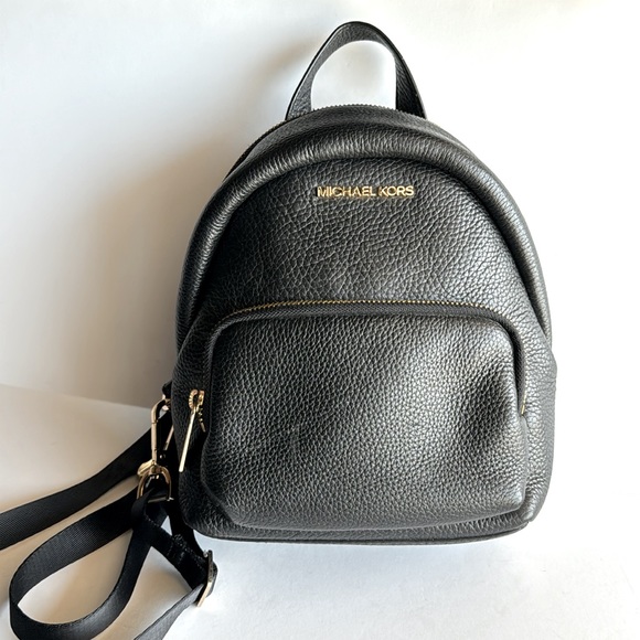 Michael Kors Erin Small Convertible Black Leather Backpack - Picture 1 of 13